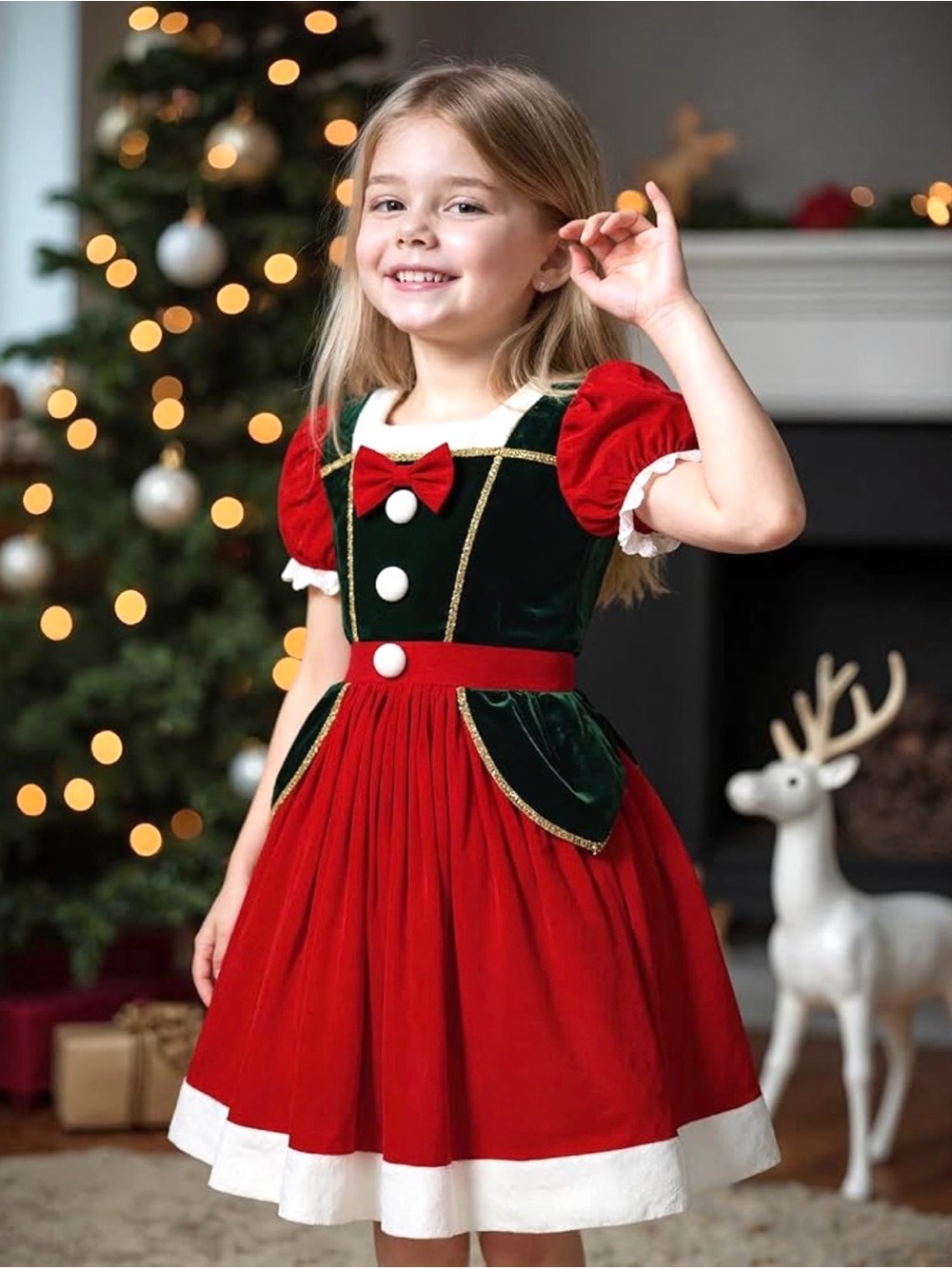 Holiday Mrs Santa Clause Girls' Costume Dress - Red & Green, Size L (10-11)NWOT